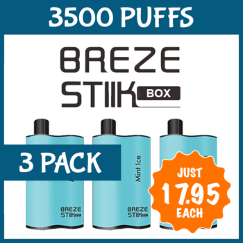 3 PACK MINT ICE – BREZE STIIK BOX – 3500 PUFFS