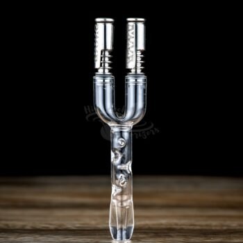 3D Double Barrel Glass VapCap Stem W/Mouthpiece